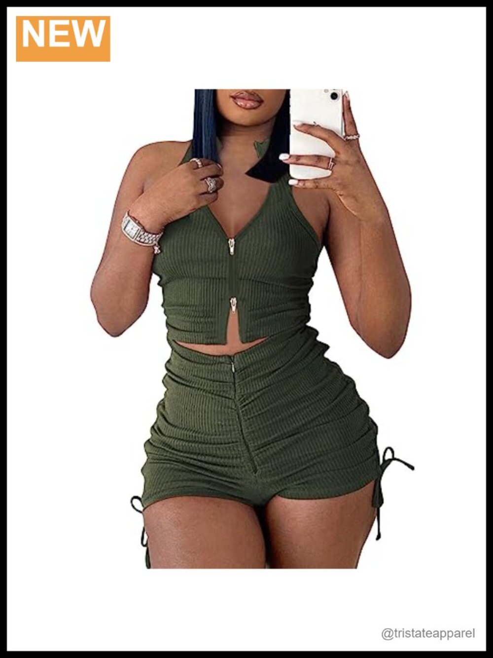 Women Ribbed Two Piece Shorts Set Sleeveless Crop Top Slim Fit Gym
